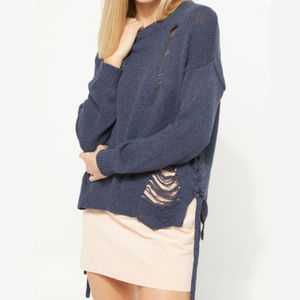 ⚡️Price Drop⚡️ NWT Distressed Braided Sweater Navy